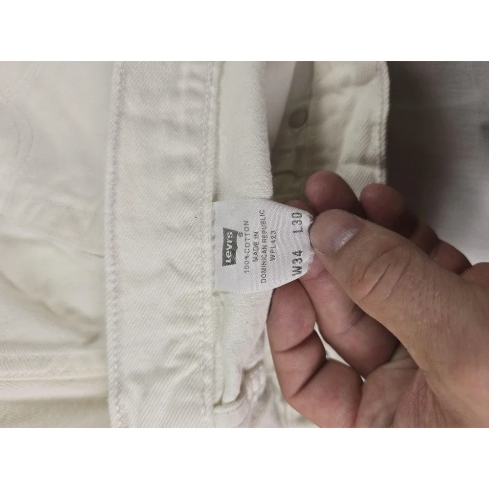 Levis 501 Jeans Mens 34x30 White Regular Straight Button Fly Denim Casual Pants
